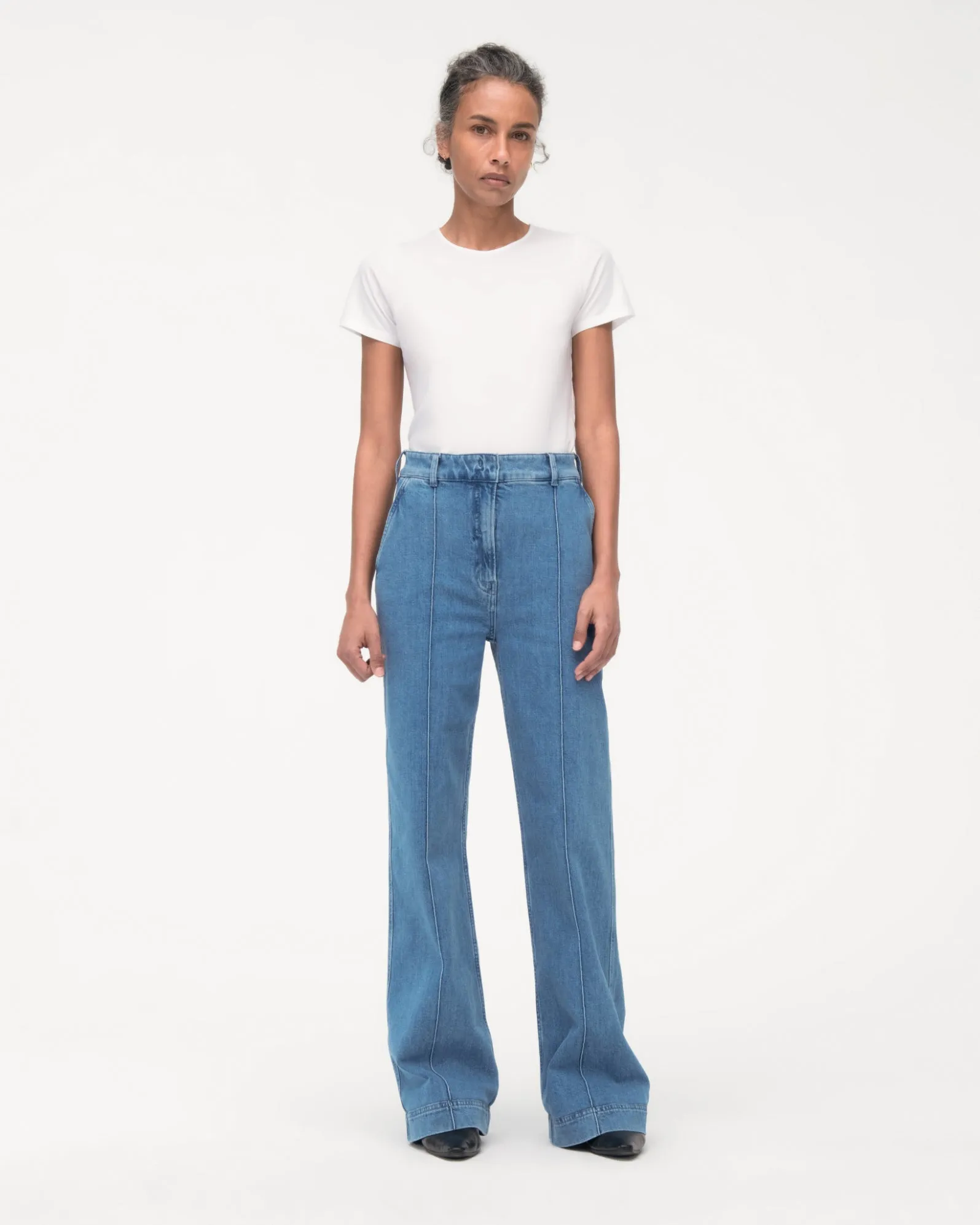 High Waisted Denim Trouser