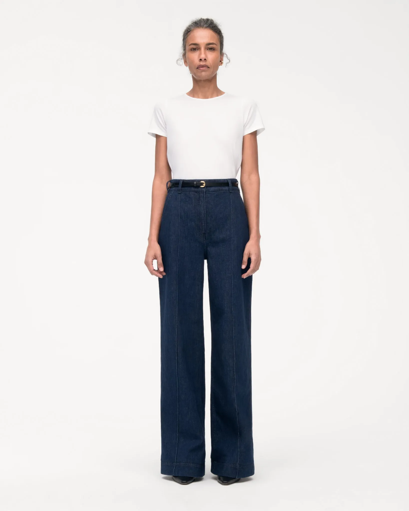 High Waisted Denim Trouser