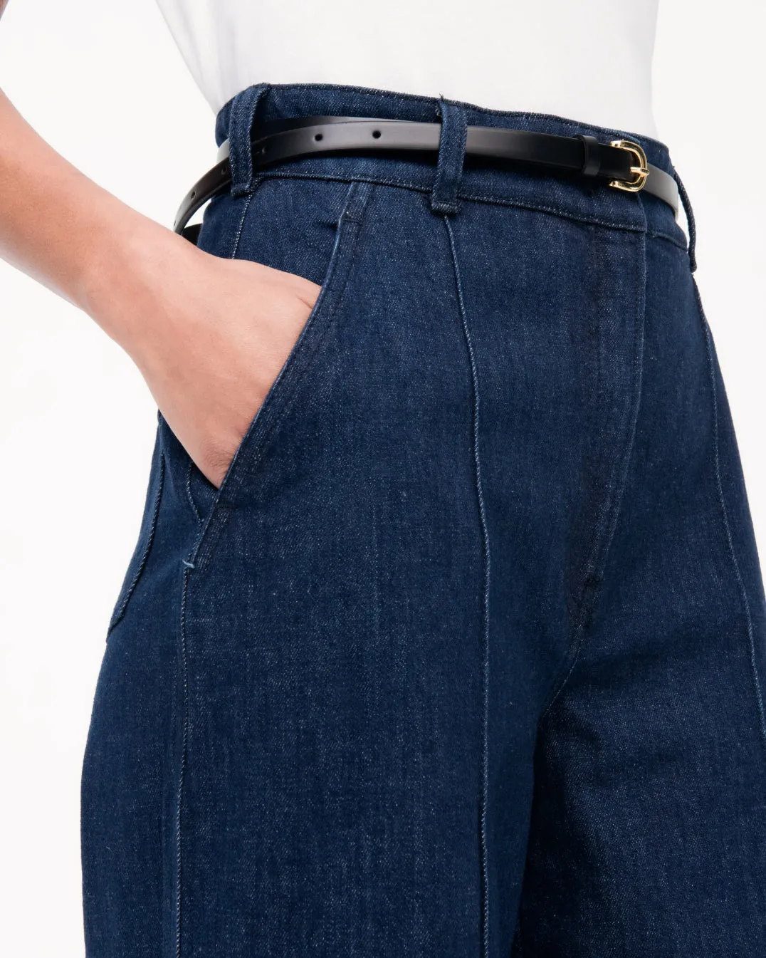 High Waisted Denim Trouser