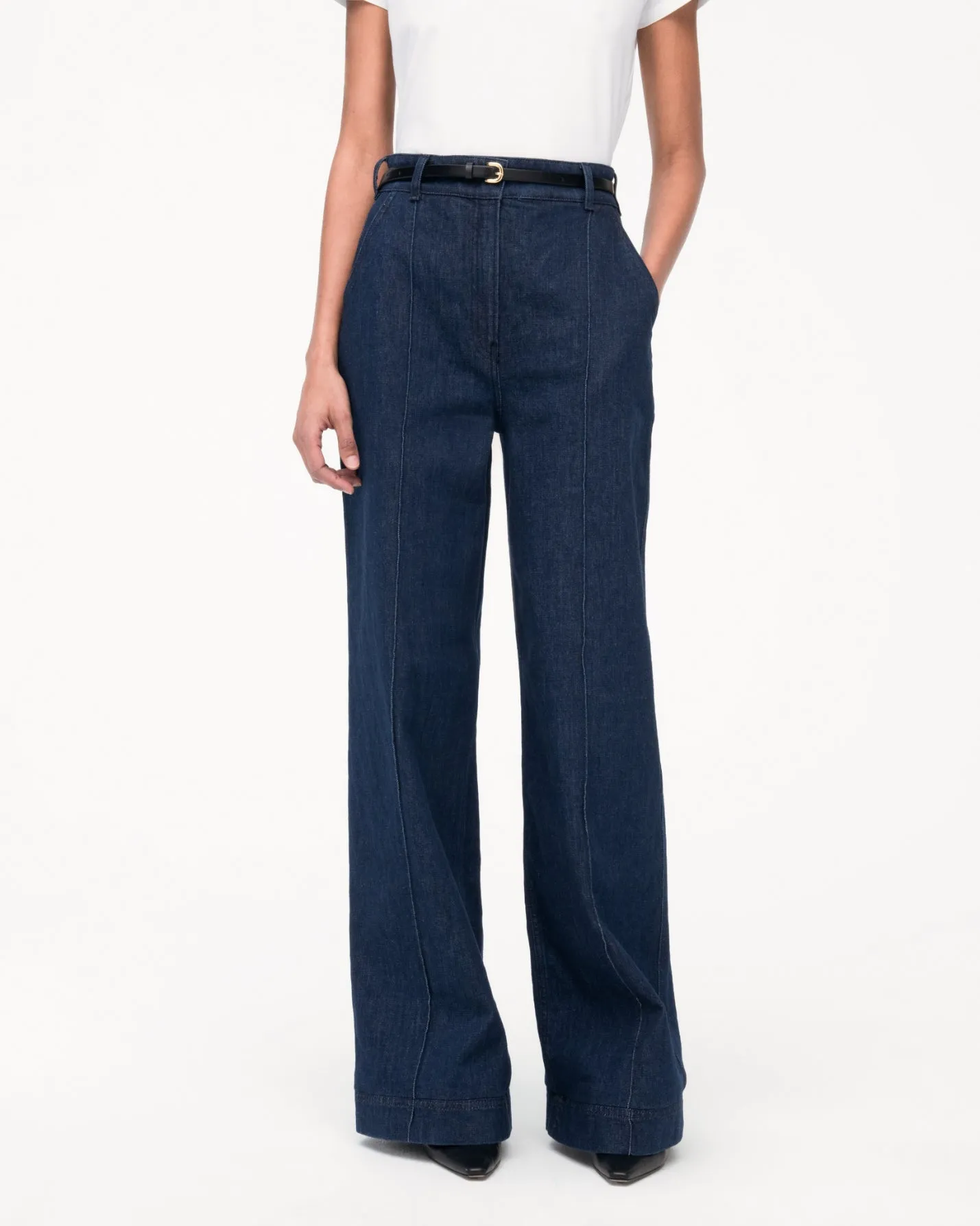 High Waisted Denim Trouser