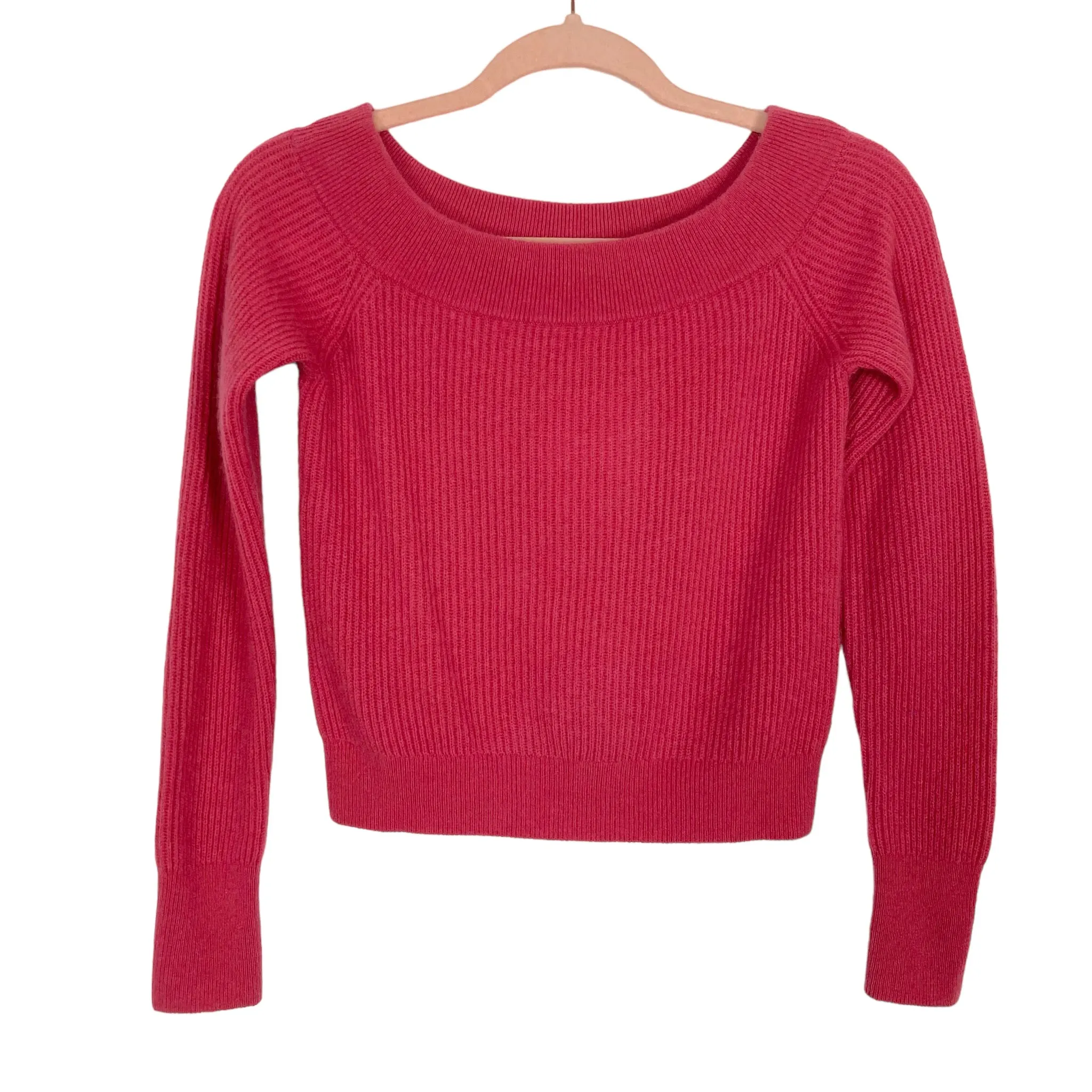 Intermix Pink 100% Cashmere Off the Shoulder Emilia Sweater NWT- Size P (XS)