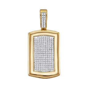 Keene Jewelers 10kt Yellow Gold Mens Round Diamond Dog Tag Cluster Charm Pendant 1/2 Cttw