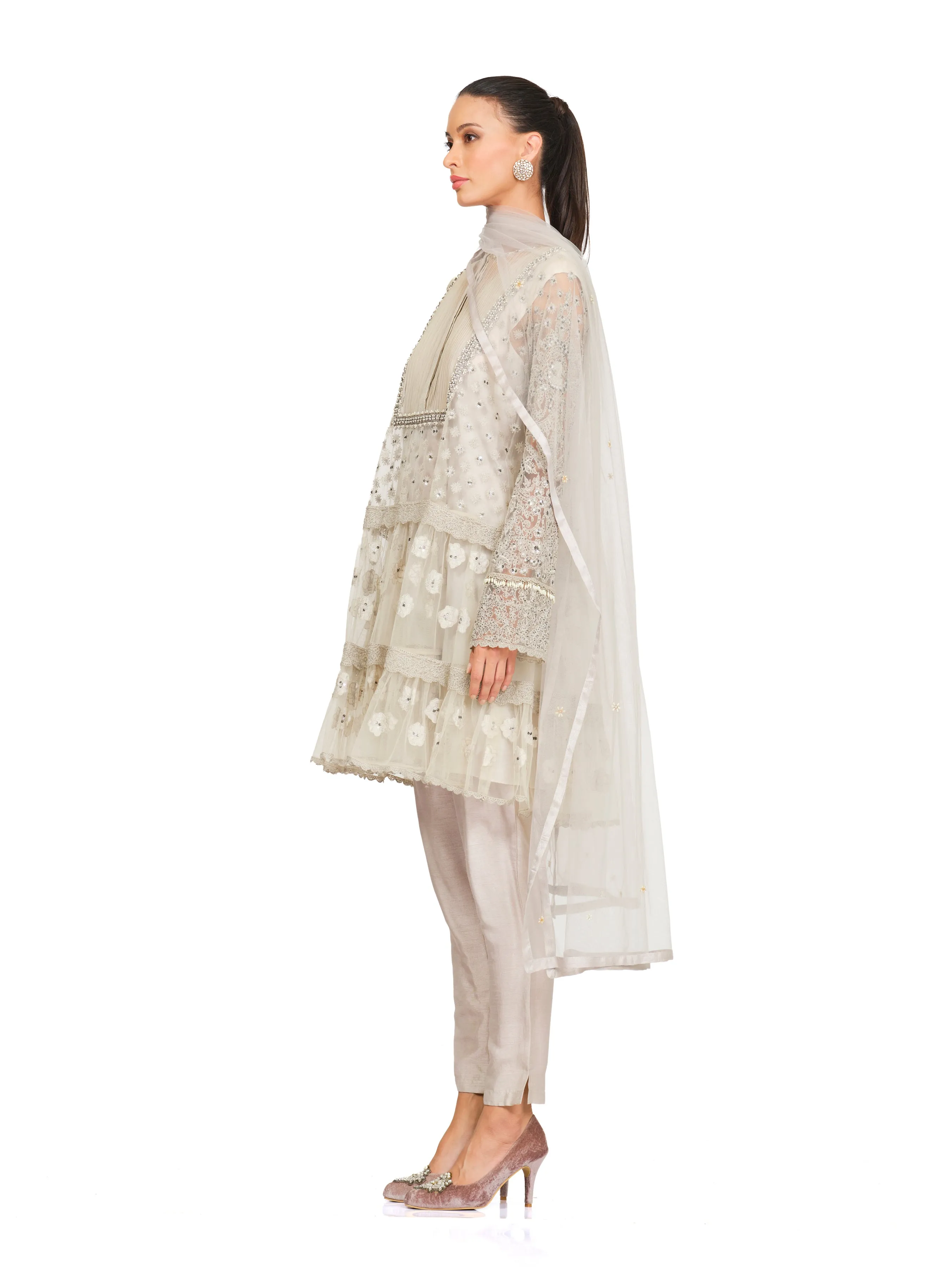 Layered Tunic with Detailed Embroidered Neck Yoke