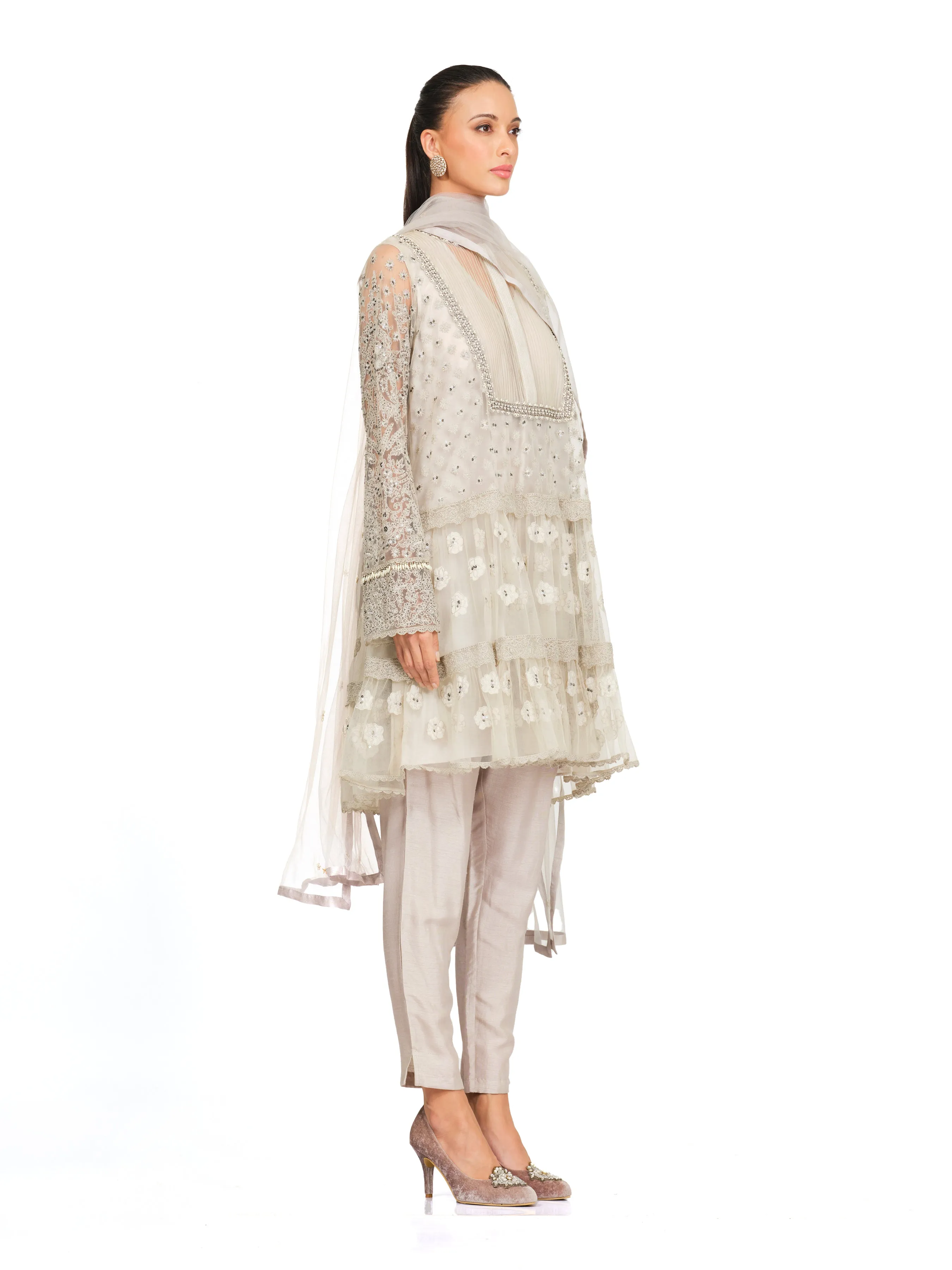 Layered Tunic with Detailed Embroidered Neck Yoke