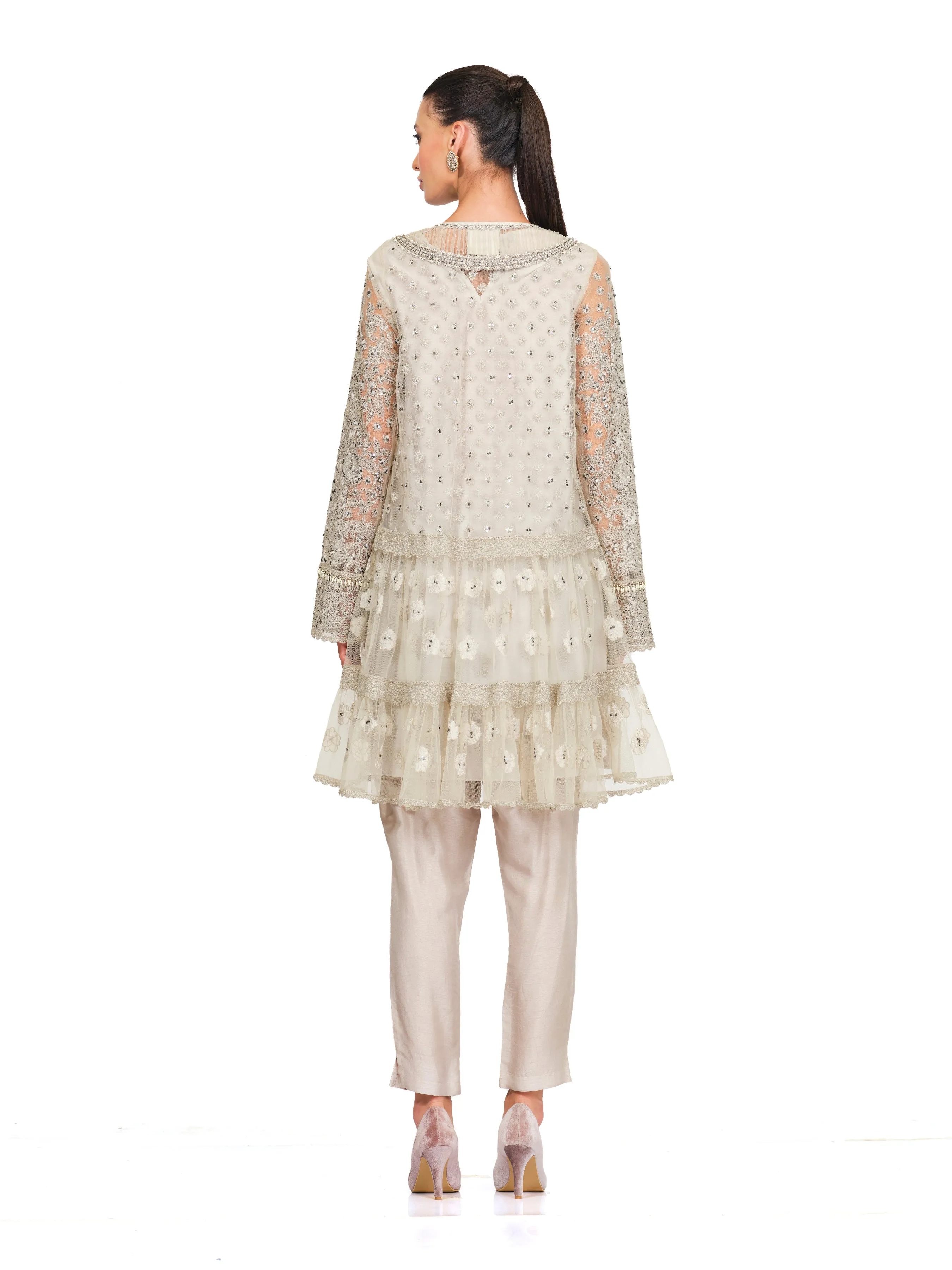 Layered Tunic with Detailed Embroidered Neck Yoke