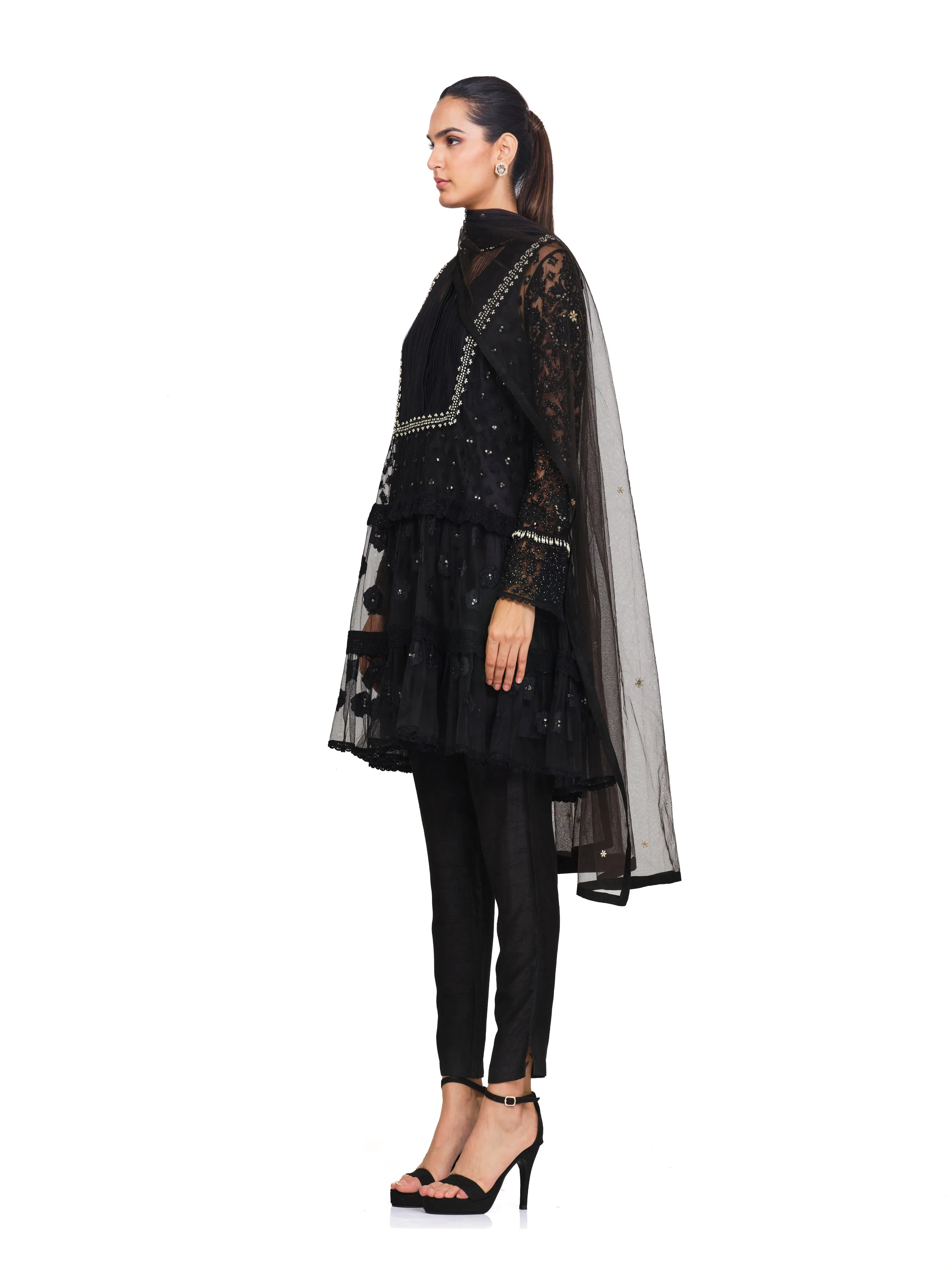 Layered Tunic with Detailed Embroidered Neck Yoke