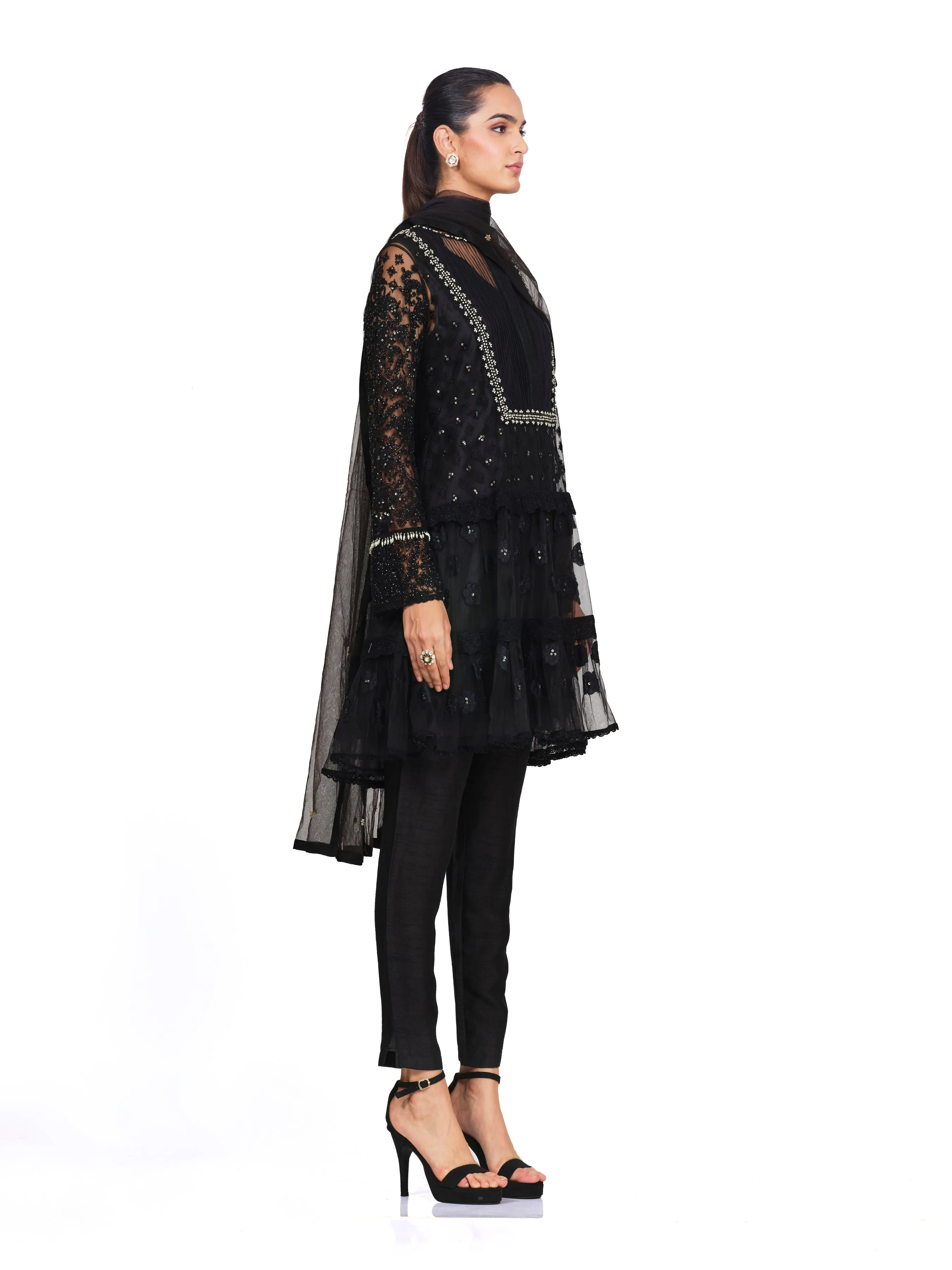 Layered Tunic with Detailed Embroidered Neck Yoke