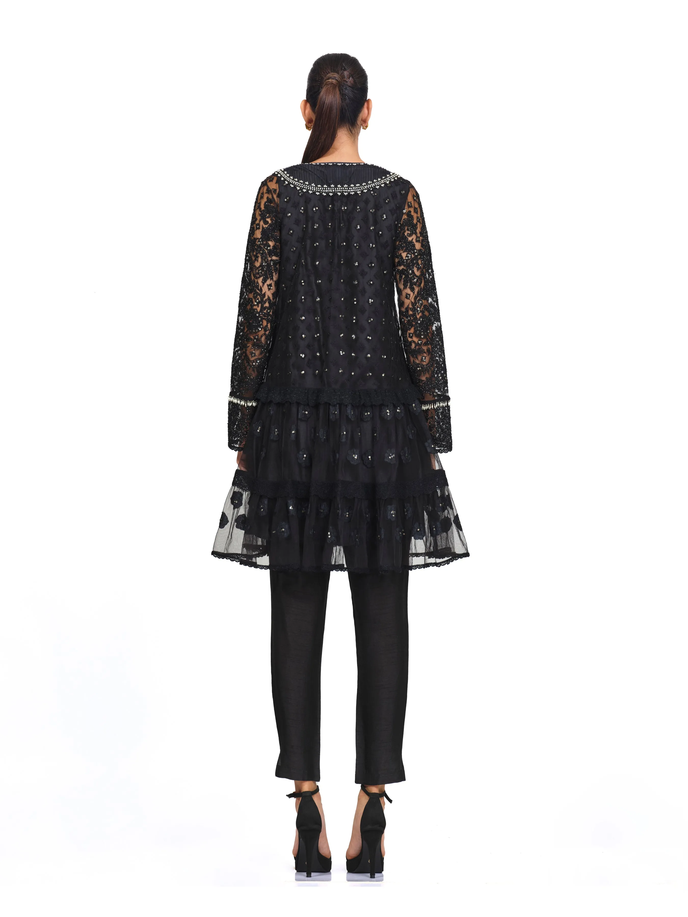 Layered Tunic with Detailed Embroidered Neck Yoke