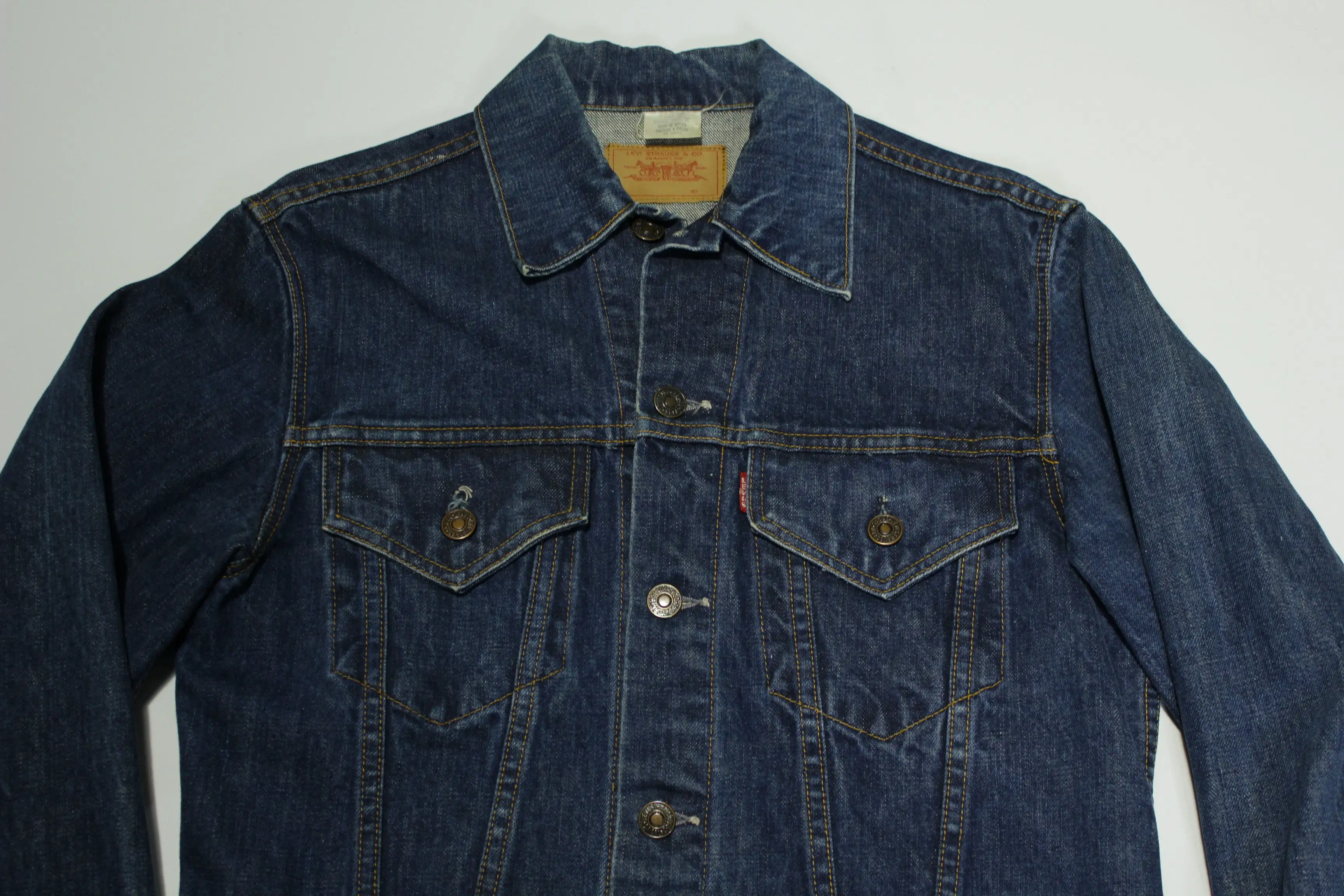 Levis Vintage 60's Big E Canadian Dark Wash Trucker Denim Jean Jacket