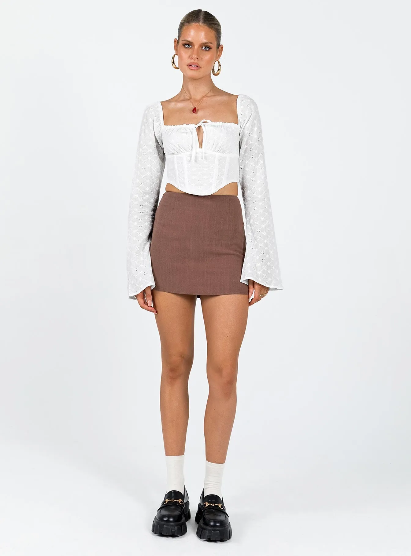 Ludlow Long Sleeve Top Ivory