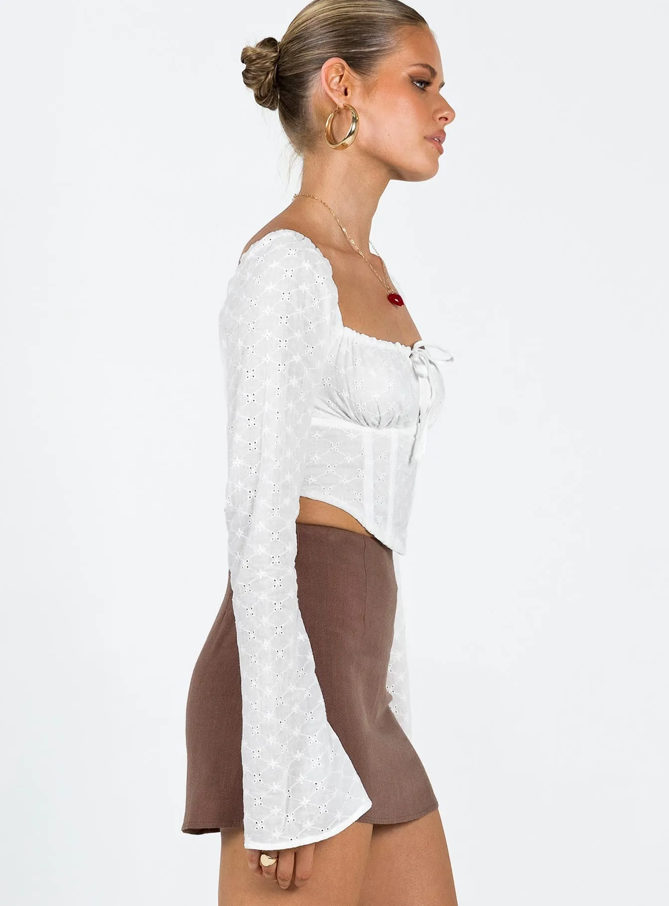 Ludlow Long Sleeve Top Ivory