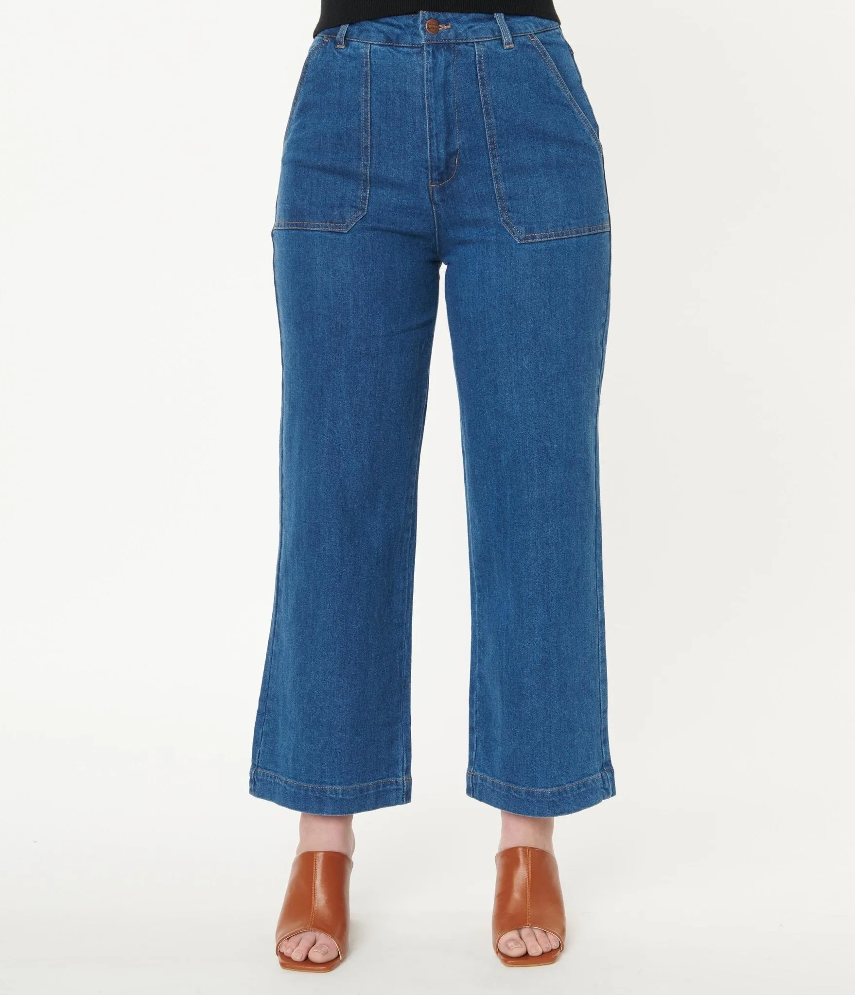 Medium Blue Denim High Waist Jeans