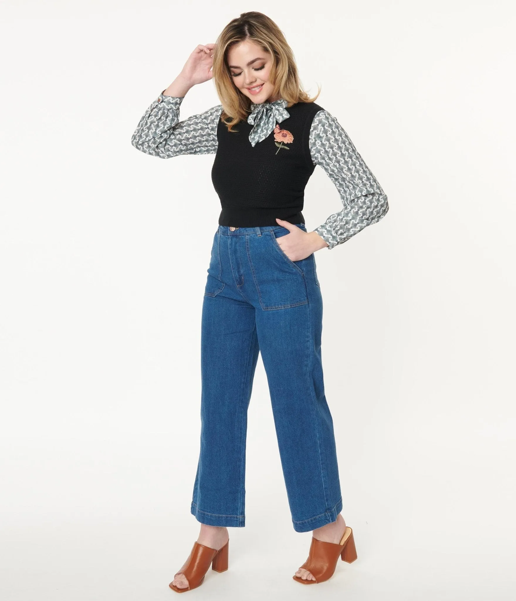 Medium Blue Denim High Waist Jeans