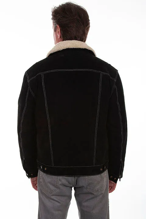 Men's Black Suede Sherpa Lined Jean Style Jacket (DS)