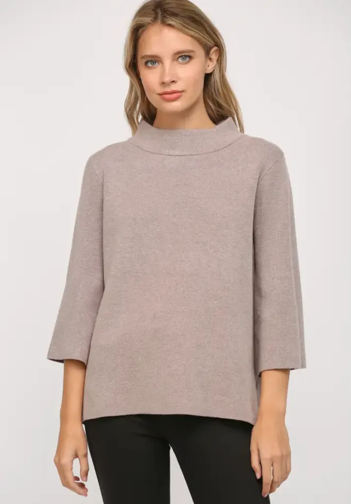 Mock Neck Pull Over Sweater/Bell Sleeve