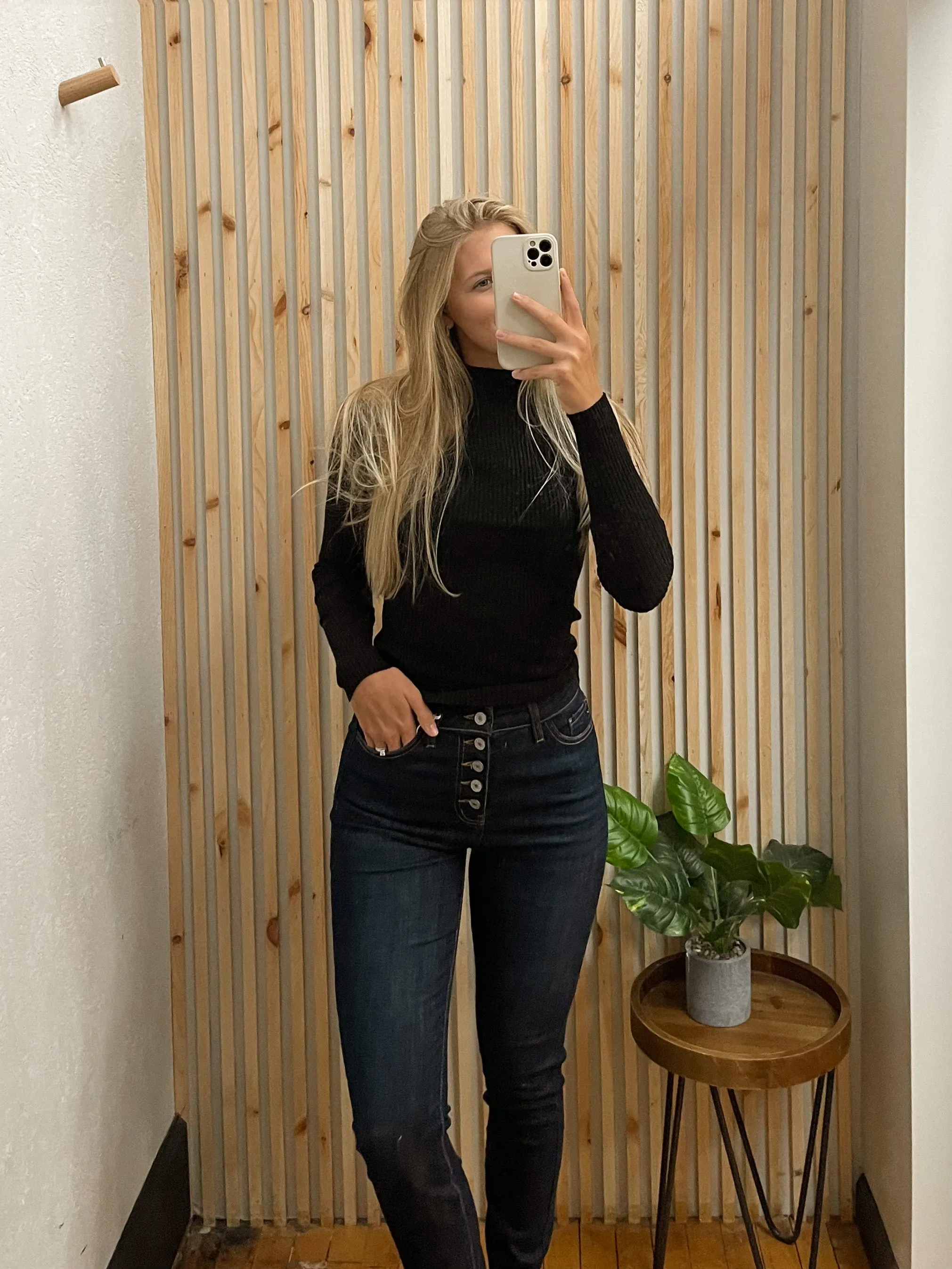 Mock Neck Ribbed Sweater