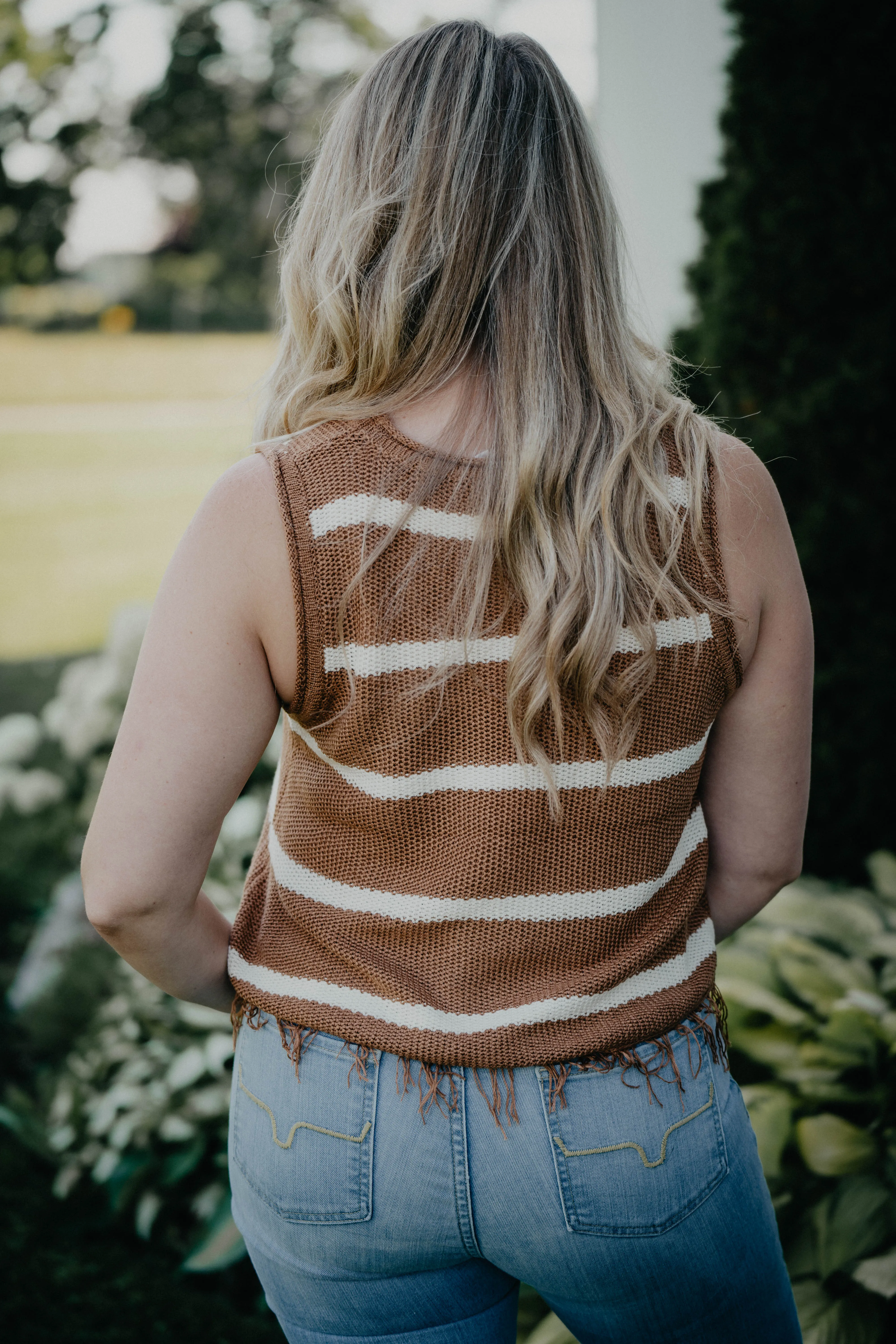 'Myla' Striped Sweater Tank (M & L Only)