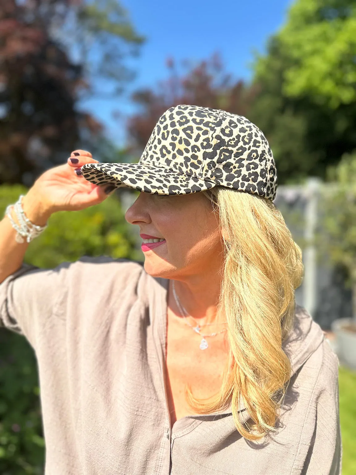 Natural Leopard Print Cap