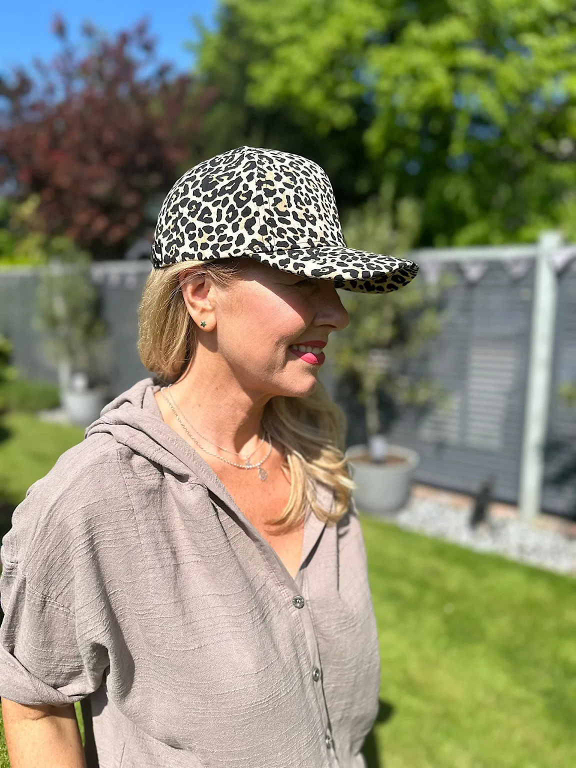 Natural Leopard Print Cap