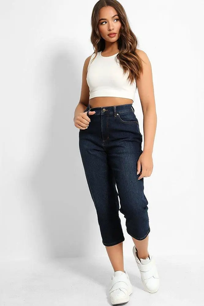 Navy High-Rise Crop Length Jeans