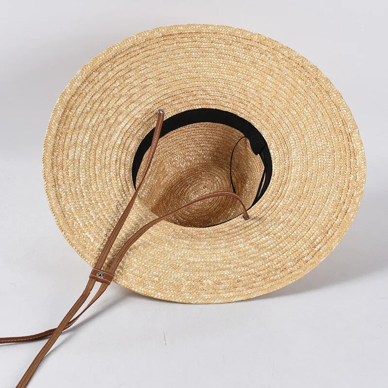 New Belt Strap Straw Sun Hat For Women Fashion Vacation Beach UV Hats WideBrim Panama Hats Outdoor Wholesale