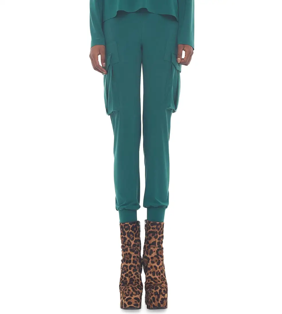 Norma Kamali Women's Cargo Jogger Pants - GREEN