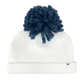 oh baby! Denim Blue Yarn Pom Hat - Cream