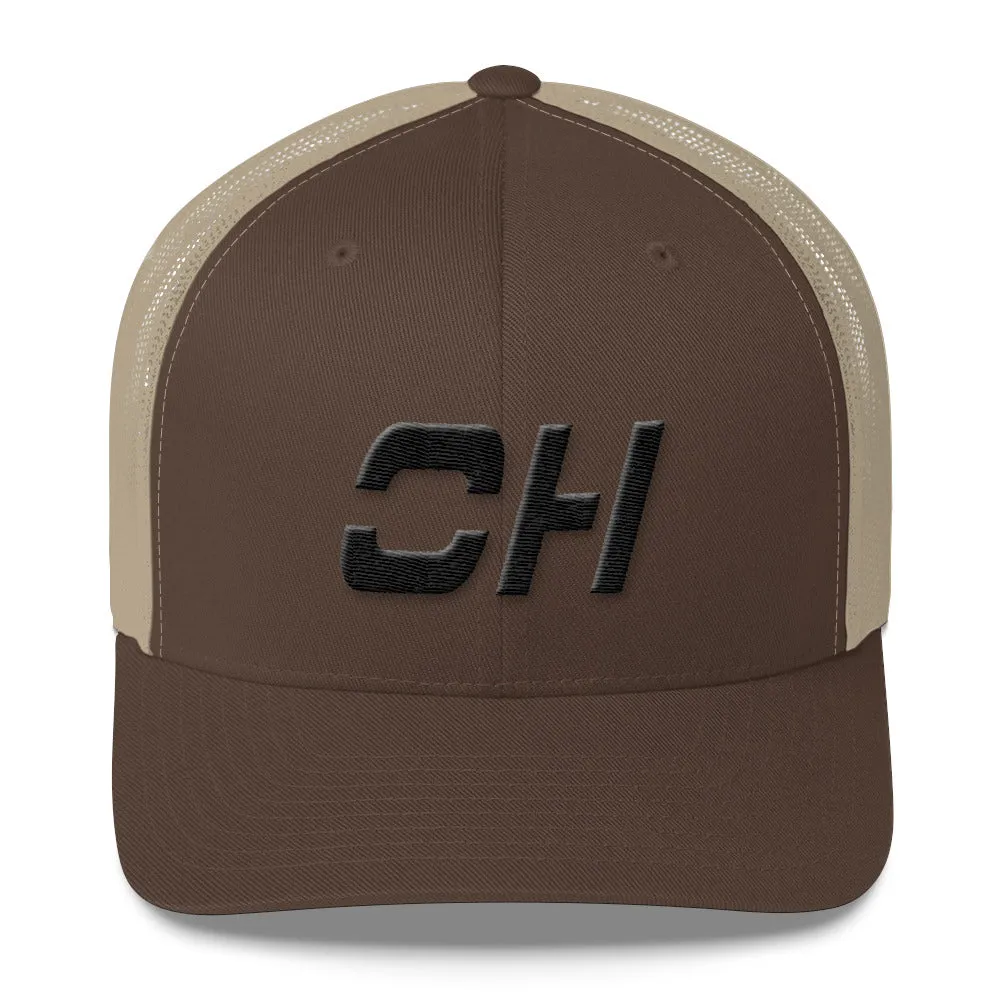 Ohio - Mesh Back Trucker Cap - Black Embroidery - OH - Many Hat Color Options Available