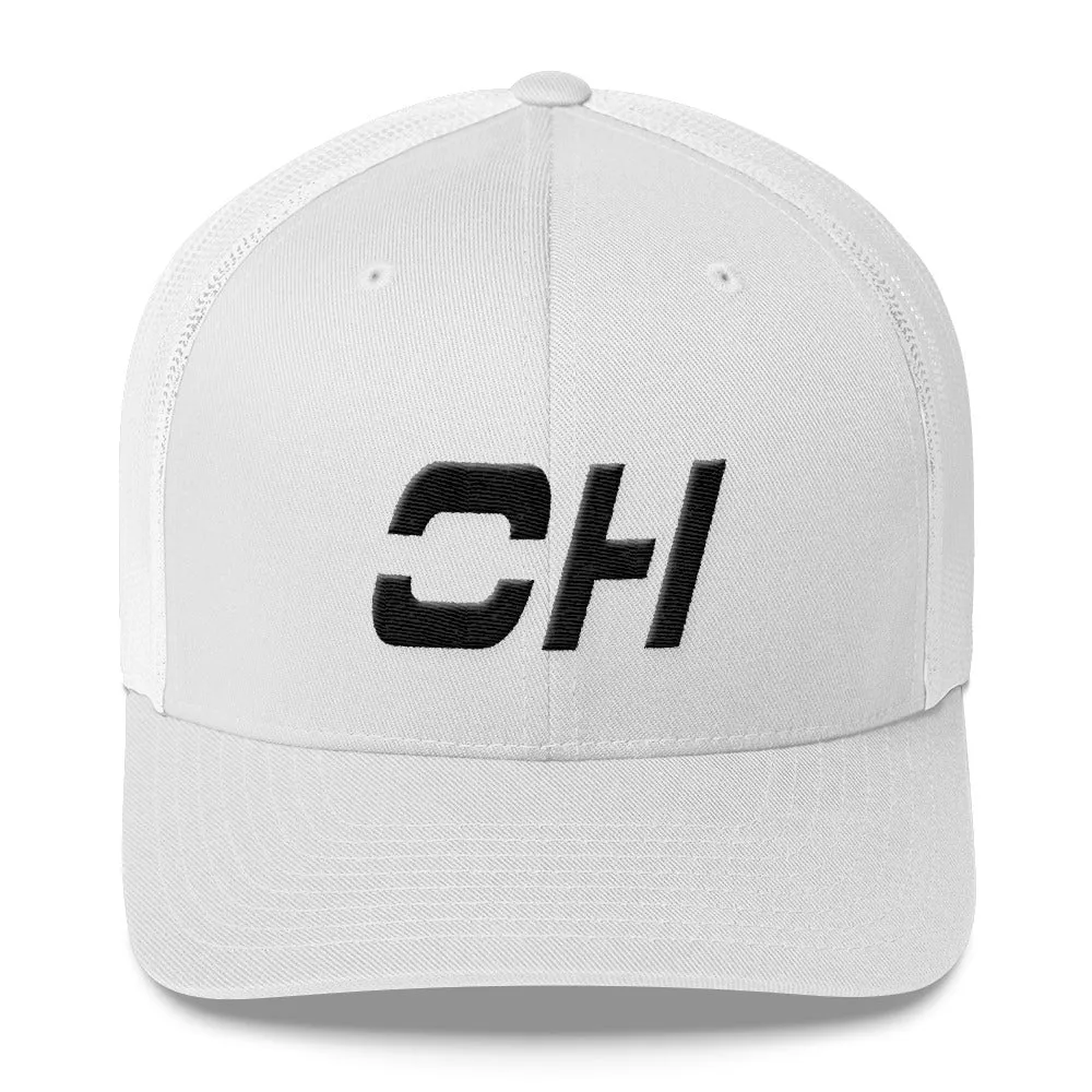 Ohio - Mesh Back Trucker Cap - Black Embroidery - OH - Many Hat Color Options Available