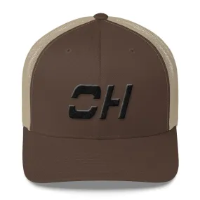 Ohio - Mesh Back Trucker Cap - Black Embroidery - OH - Many Hat Color Options Available