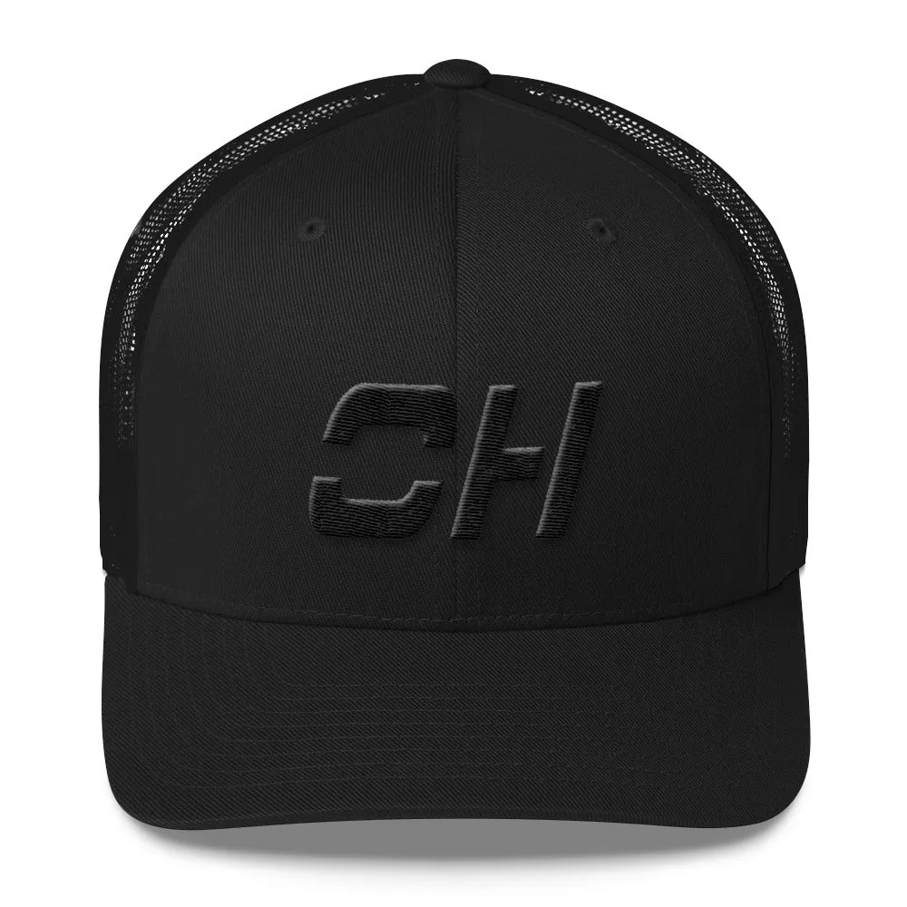 Ohio - Mesh Back Trucker Cap - Black Embroidery - OH - Many Hat Color Options Available