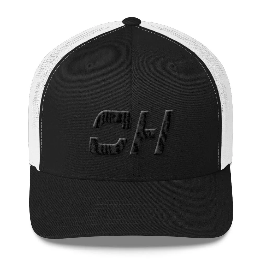 Ohio - Mesh Back Trucker Cap - Black Embroidery - OH - Many Hat Color Options Available