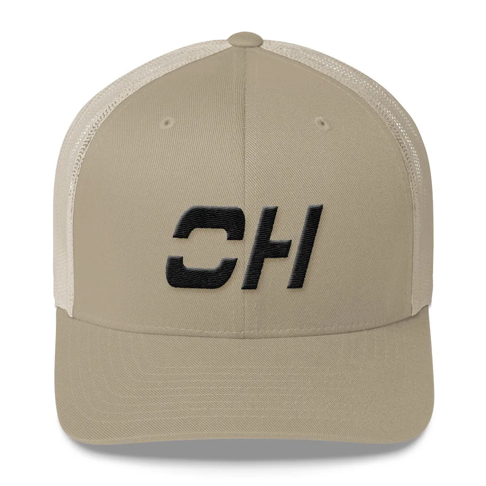 Ohio - Mesh Back Trucker Cap - Black Embroidery - OH - Many Hat Color Options Available