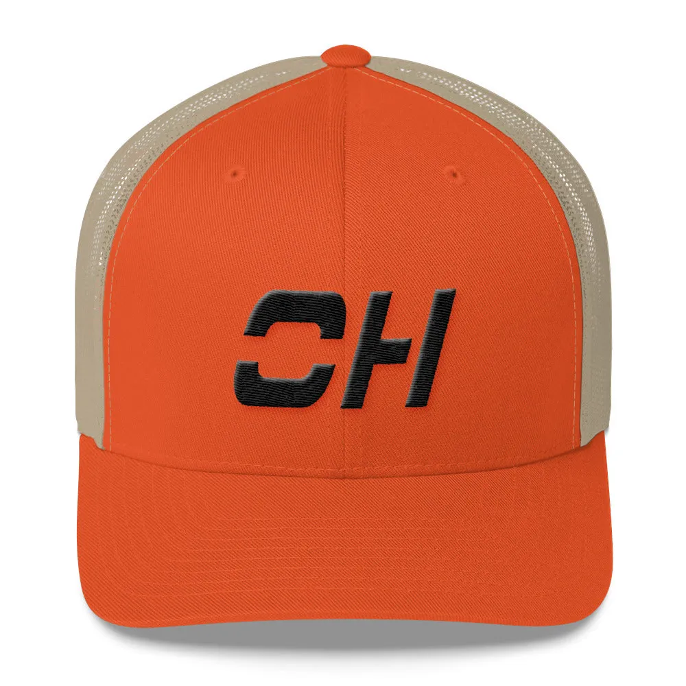 Ohio - Mesh Back Trucker Cap - Black Embroidery - OH - Many Hat Color Options Available