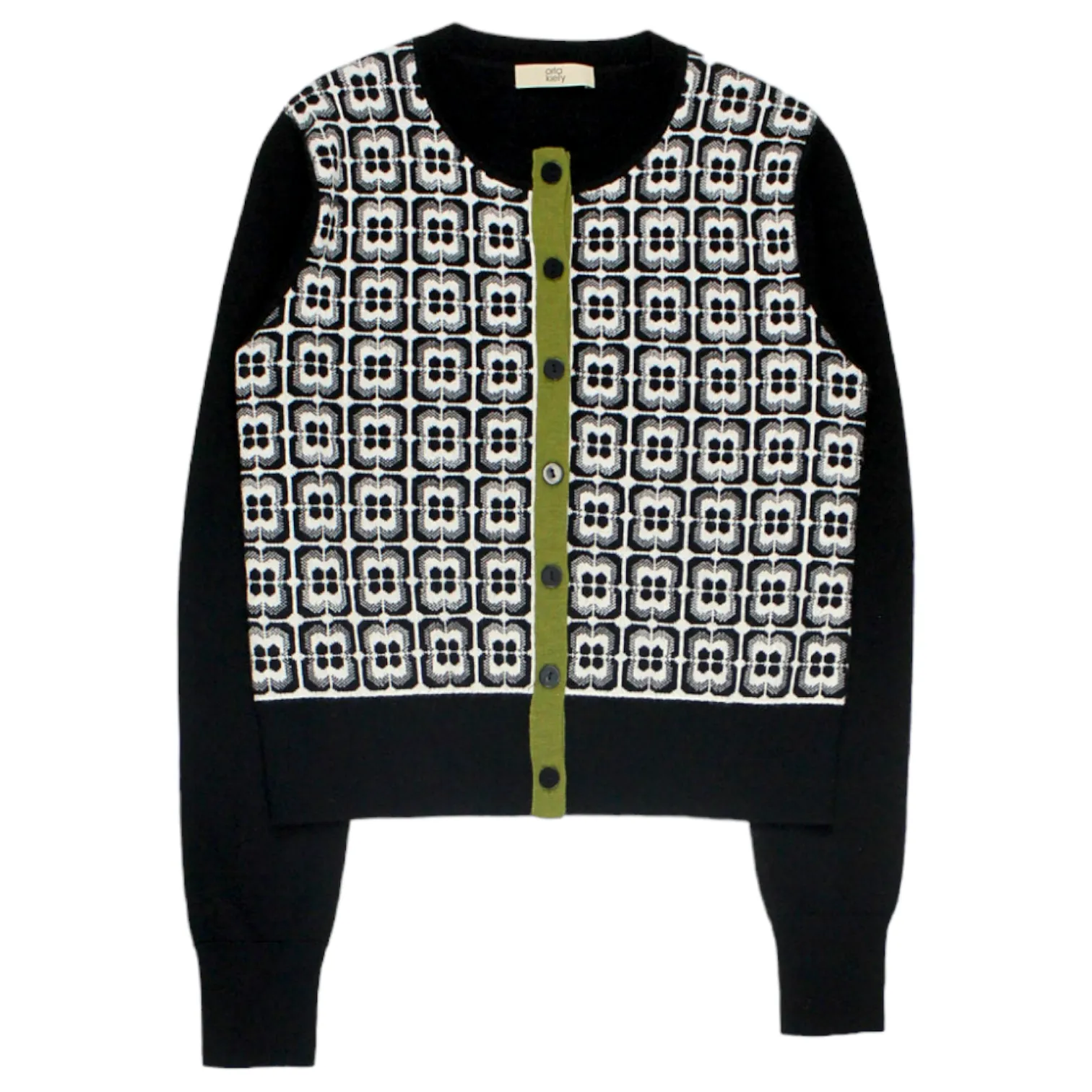 Orla Kiely Black/Cream Floral Square Cardigan