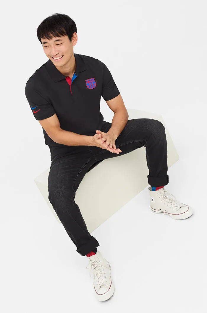 Polo with contrasting Bara Nike crest in black