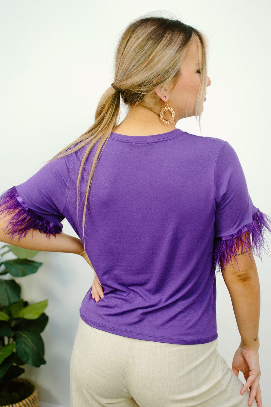 Purple Feather Sleeve Tee