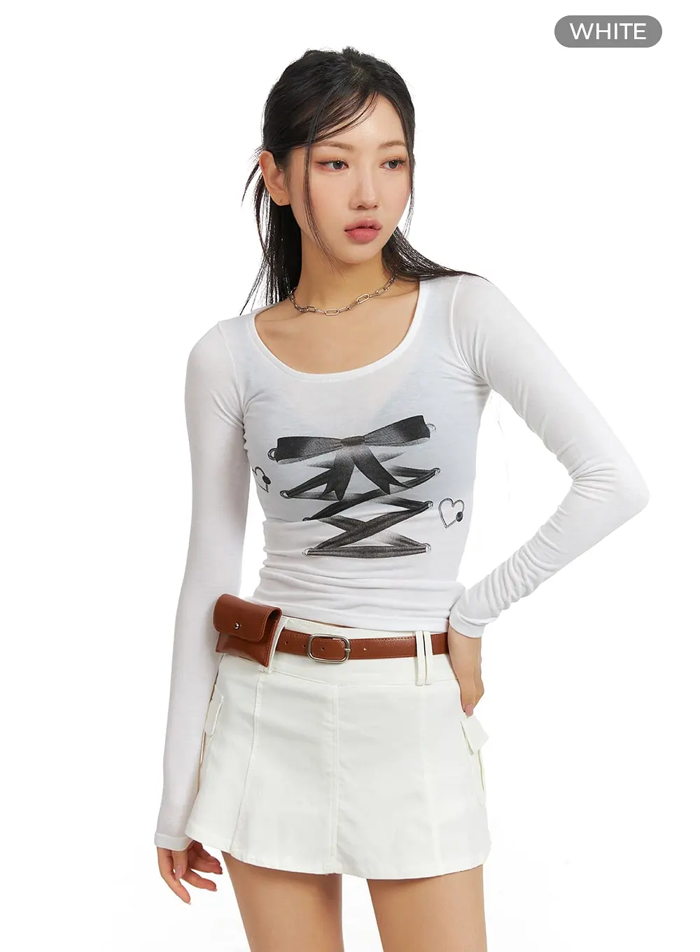 Ribbon Graphic Round Neck Long Sleeve CM412