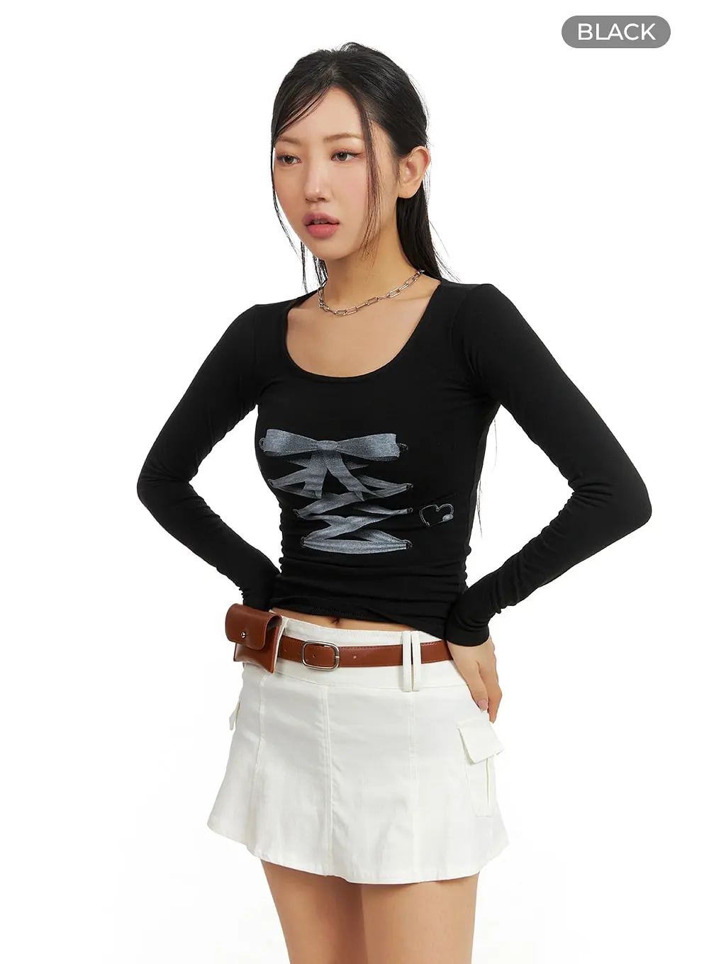 Ribbon Graphic Round Neck Long Sleeve CM412