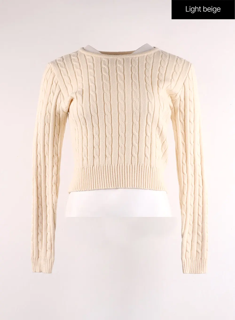 Round Neck Cable Knit Sweater IF402