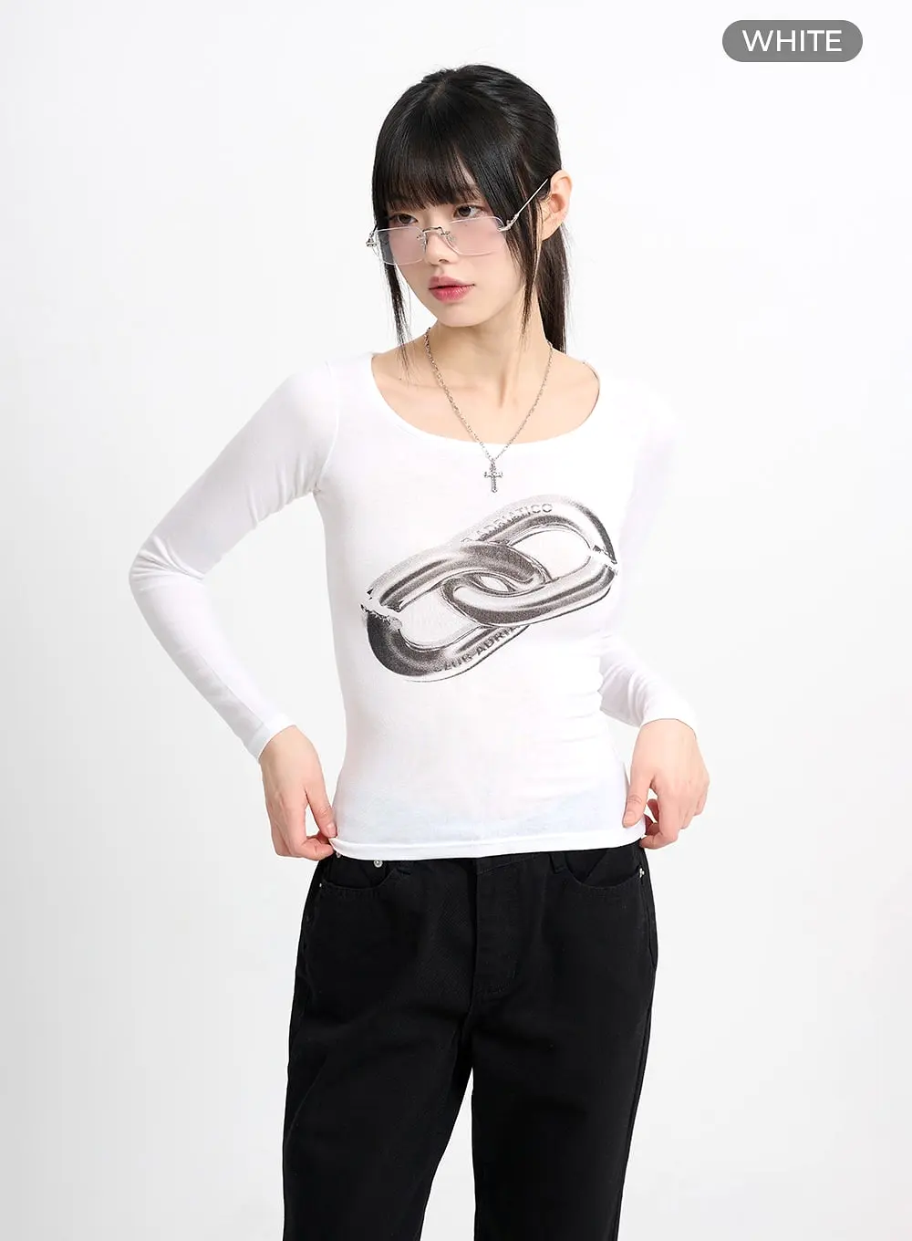 Round Neck Graphic Long Sleeve CM415