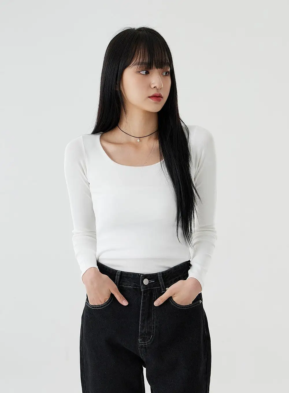 Round Neck Long Sleeve Top OO21