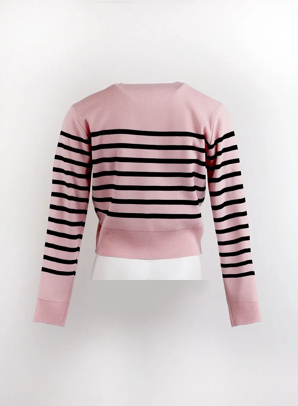 Round Neck Striped Knit Cardigan OJ423