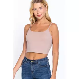 Round Neck W/removable Bra Cup Cotton Spandex Bra Top