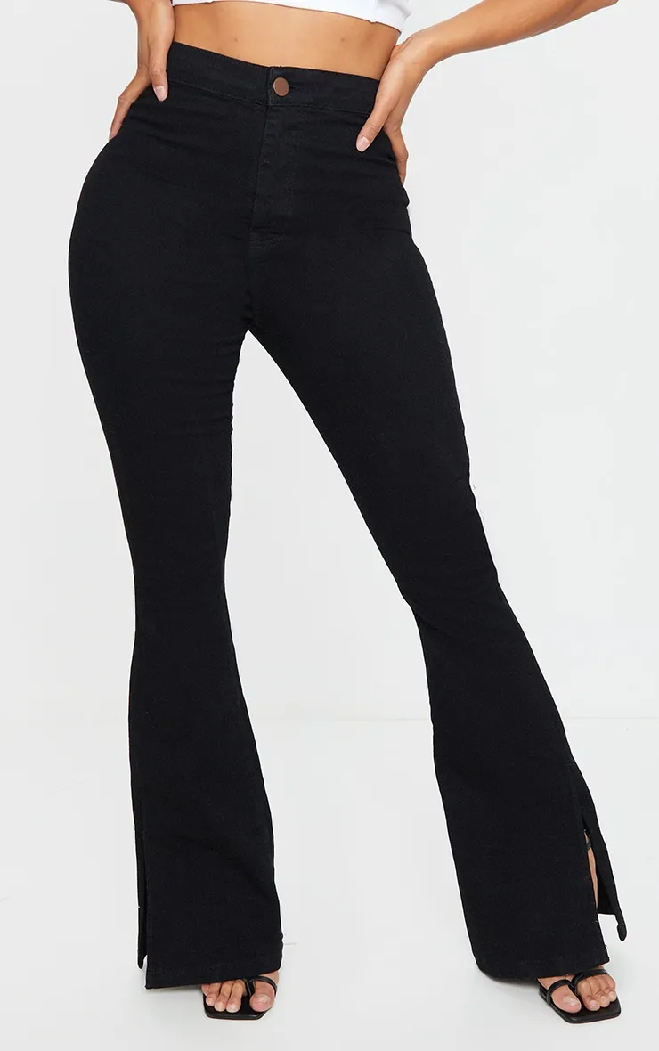 Shape Black Split Hem Flared Jean | Curve