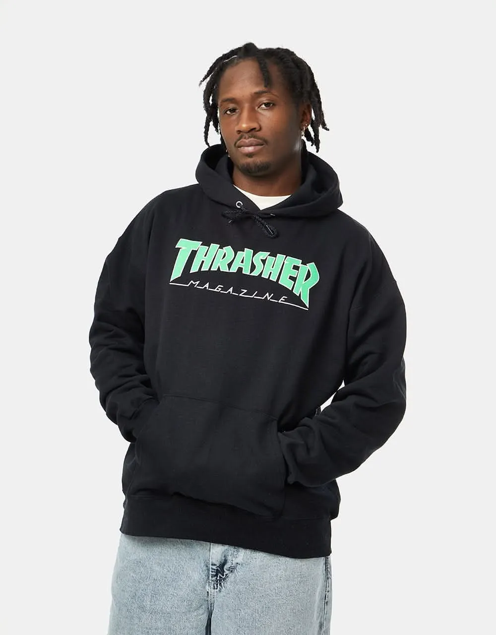 Thrasher Outlined Pullover Hoodie - Black/Green