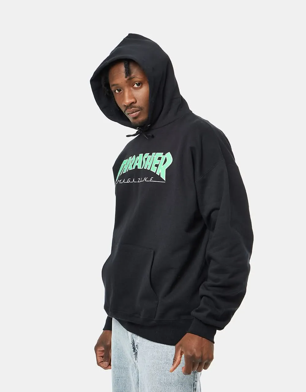 Thrasher Outlined Pullover Hoodie - Black/Green