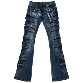 Valabasas Pinnacle Flared Stacked Denim (Blue Dirty Wash) VLBS4101623