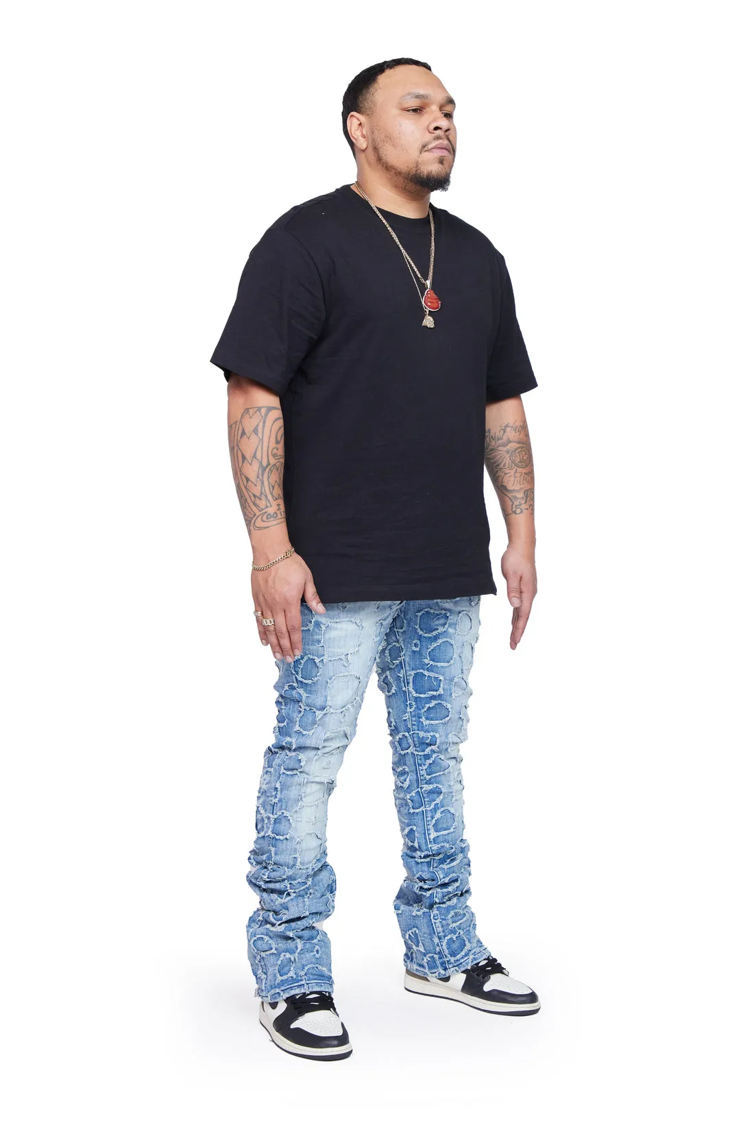 Valabasas - Stacked Botched Stacket Jeans - Lt. BLue Washed