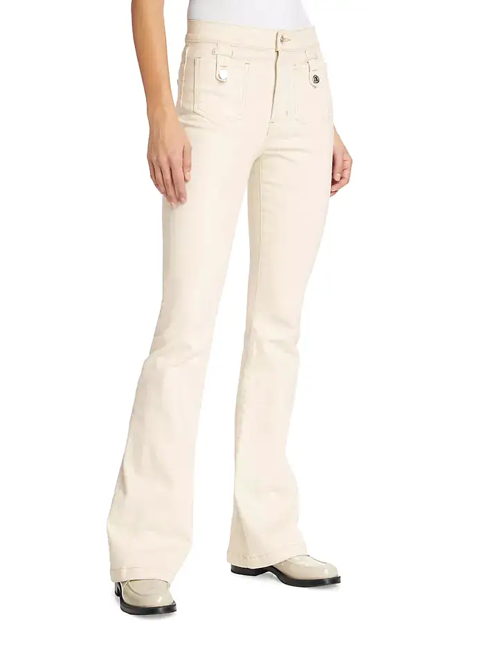 Veronica Beard - Beverly HR Skinny Flare w/Tab Jean - Ecru